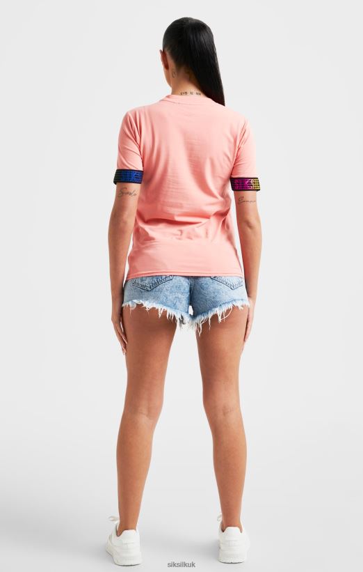 SikSilk Apparel 020XHH61 Coral Taped Crop T-Shirt Women