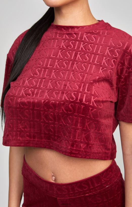 SikSilk Apparel 020XHH62 Pink Velour Crop T-Shirt Women