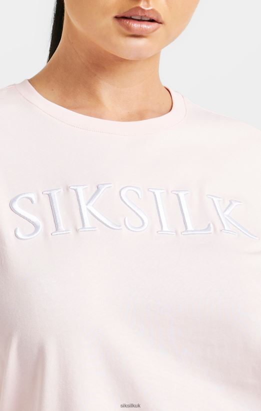 SikSilk Apparel 020XHH63 Pink Embroidered Boyfriend T-Shirt Women