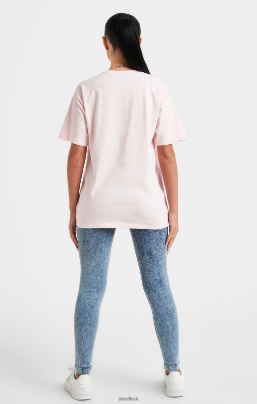 SikSilk Apparel 020XHH63 Pink Embroidered Boyfriend T-Shirt Women