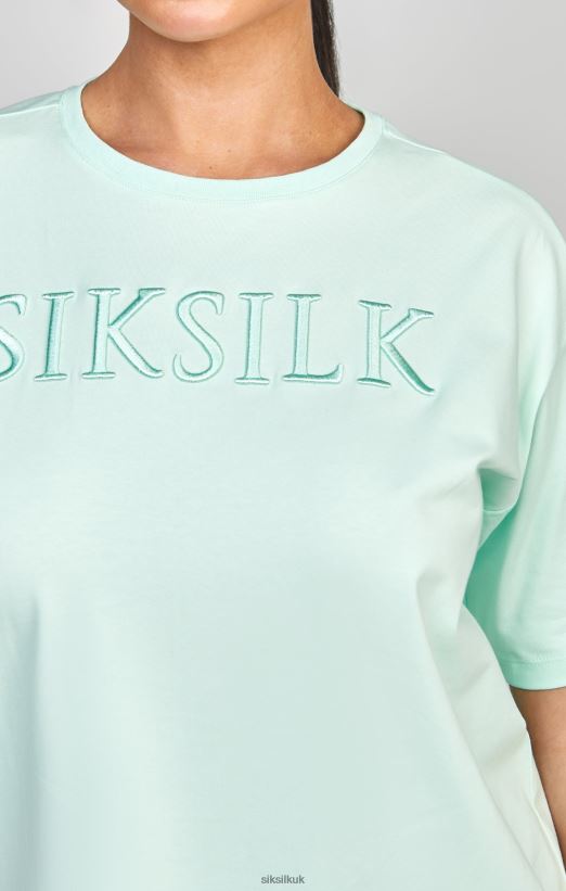 SikSilk Apparel 020XHH64 Mint Embroidered Boyfriend T-Shirt Women