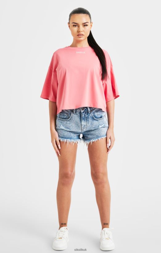 SikSilk Apparel 020XHH65 Pink Repeat Logo T-Shirt Women
