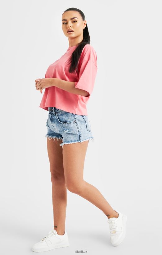 SikSilk Apparel 020XHH65 Pink Repeat Logo T-Shirt Women