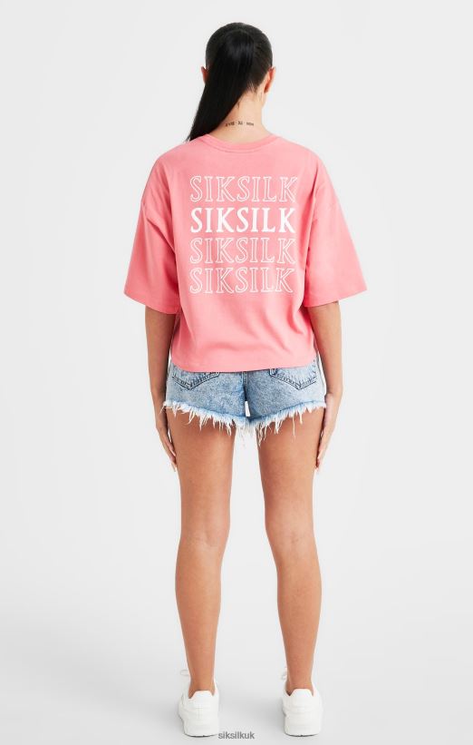 SikSilk Apparel 020XHH65 Pink Repeat Logo T-Shirt Women