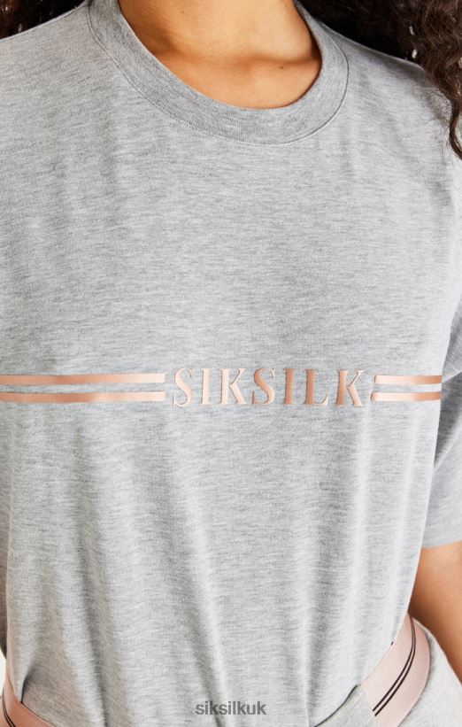 SikSilk Apparel 020XHH72 Grey Marl Box T-Shirt Women