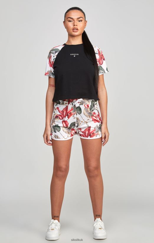 SikSilk Apparel 020XHH73 Black Retro Tropics Crop T-Shirt Women