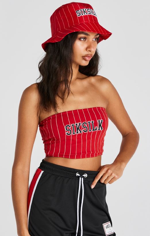 SikSilk Apparel 020XHH208 Red Pinstripe Bandeau Top Women