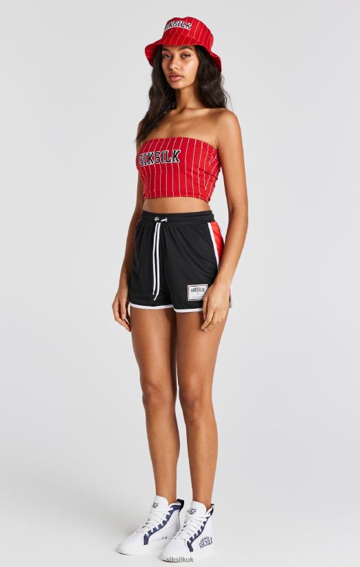SikSilk Apparel 020XHH208 Red Pinstripe Bandeau Top Women