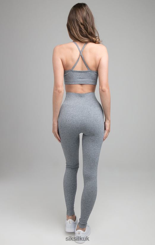 SikSilk Apparel 020XHH212 Ribbed Gym Bralette - Grey Women