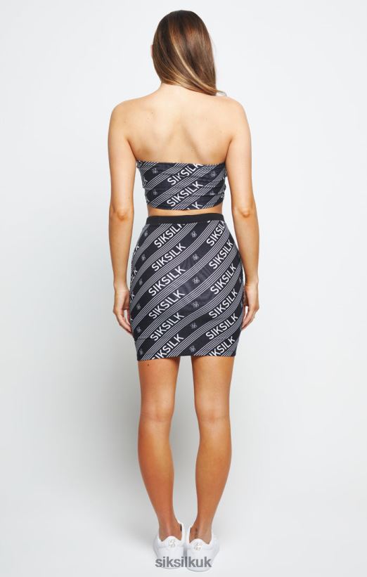 SikSilk Apparel 020XHH215 Logo Print Bandeau Top - Black Women