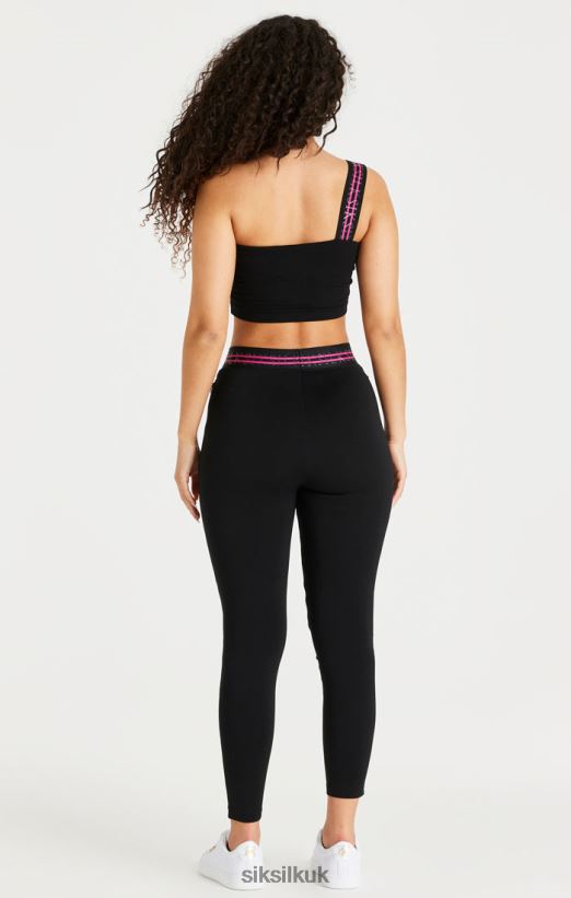 SikSilk Apparel 020XHH71 Black Tape One Shoulder Crop Bralette Women