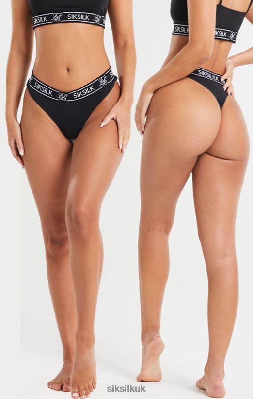 SikSilk Apparel 020XHH211 Black Pack Of 3 Thong Women